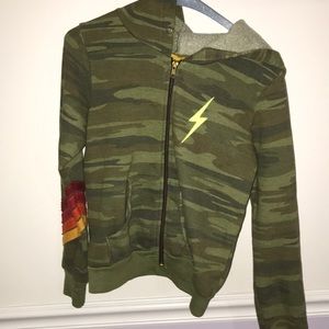 kids size 14 aviator nation camo bolt zip up